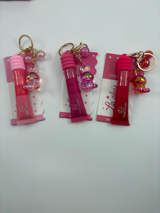 12 pcs Lip Gloss w/ Bunny Keychain
