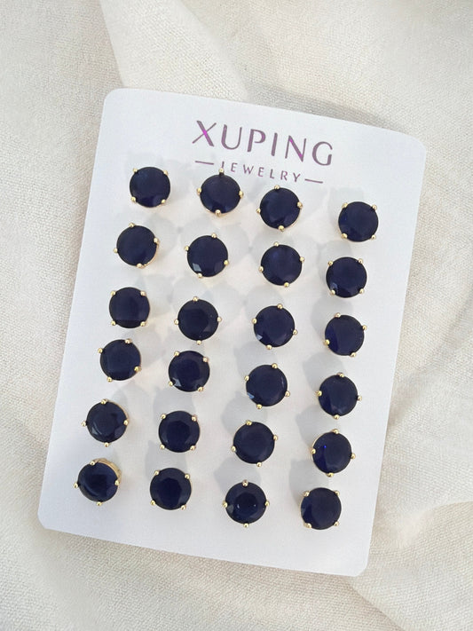 Stud azul marino en Oro Laminado