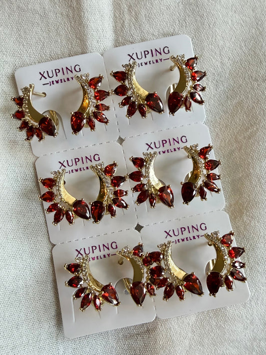 Hoop rojo en Oro Laminado