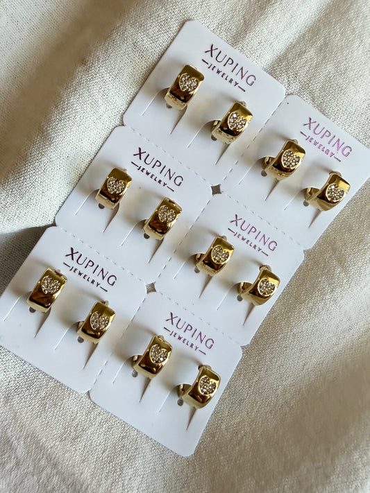 Hoop con corazón en Oro Laminado