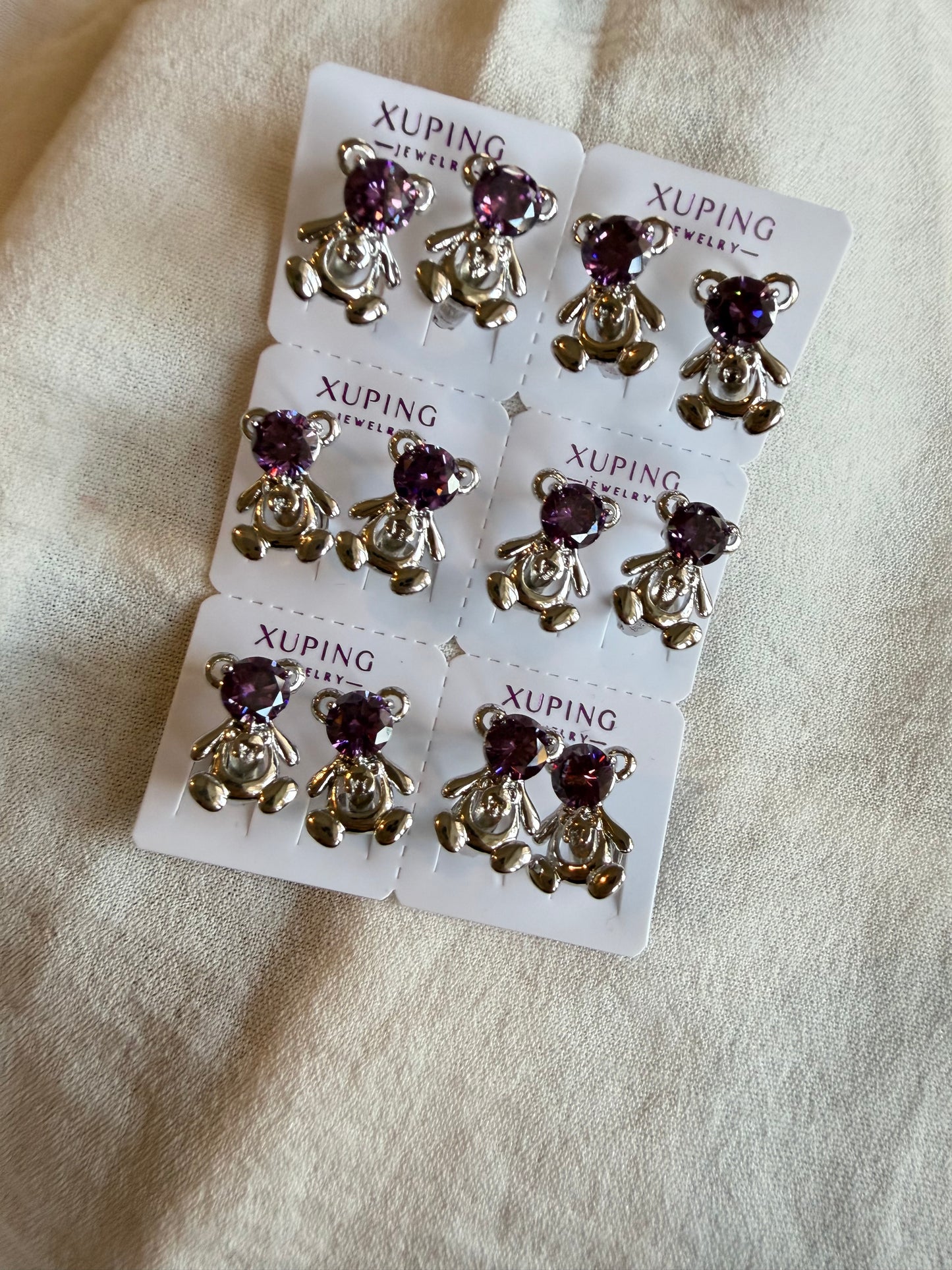 Hoop osito morado en Plata
