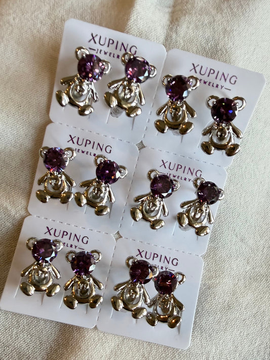 Hoop osito morado en Plata