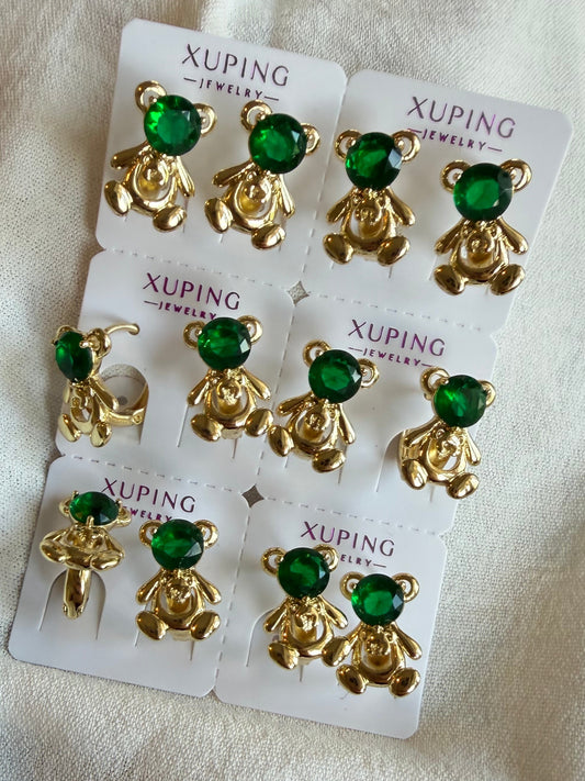 Hoop osito verde en Oro Laminado
