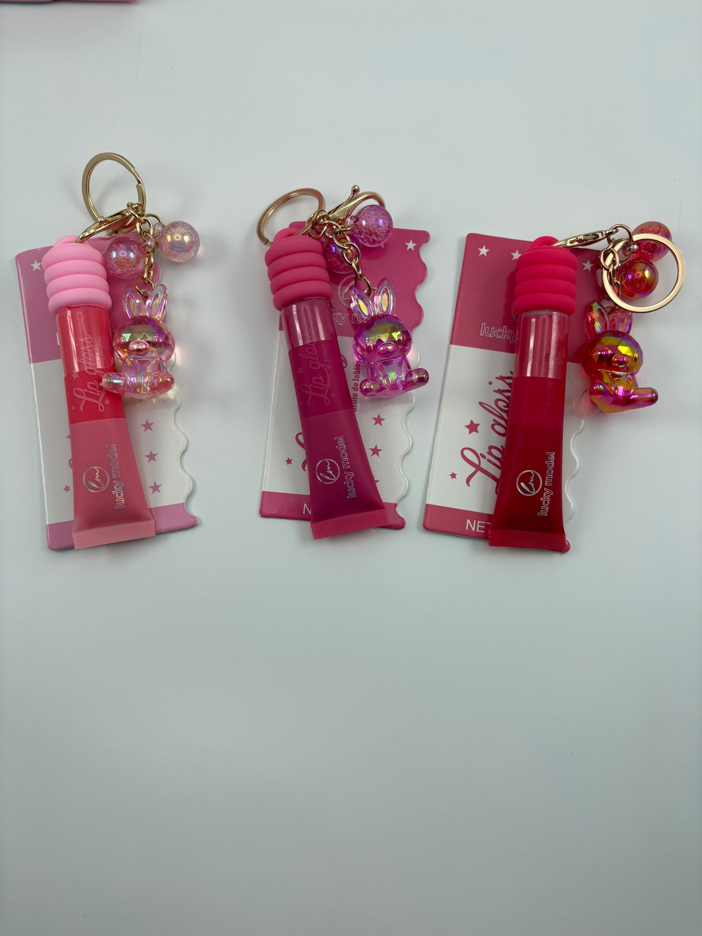 12 pcs Lip Gloss w/ Bunny Keychain