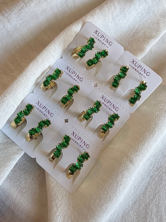 Hoop verde en Oro Laminado