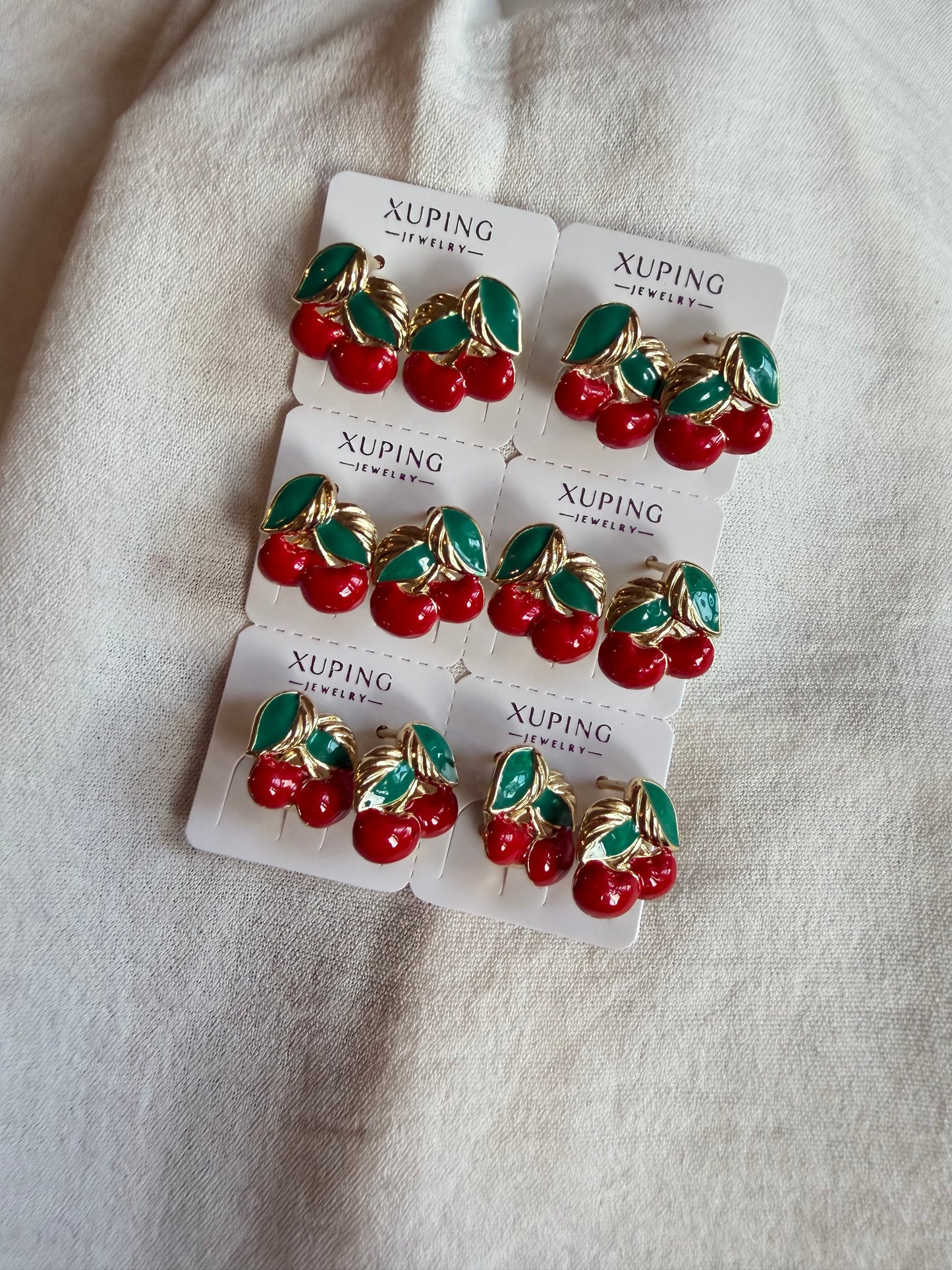 Hoop con cherries en Oro Laminado
