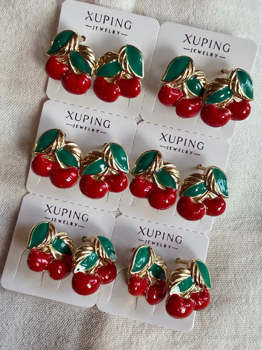 Hoop con cherries en Oro Laminado