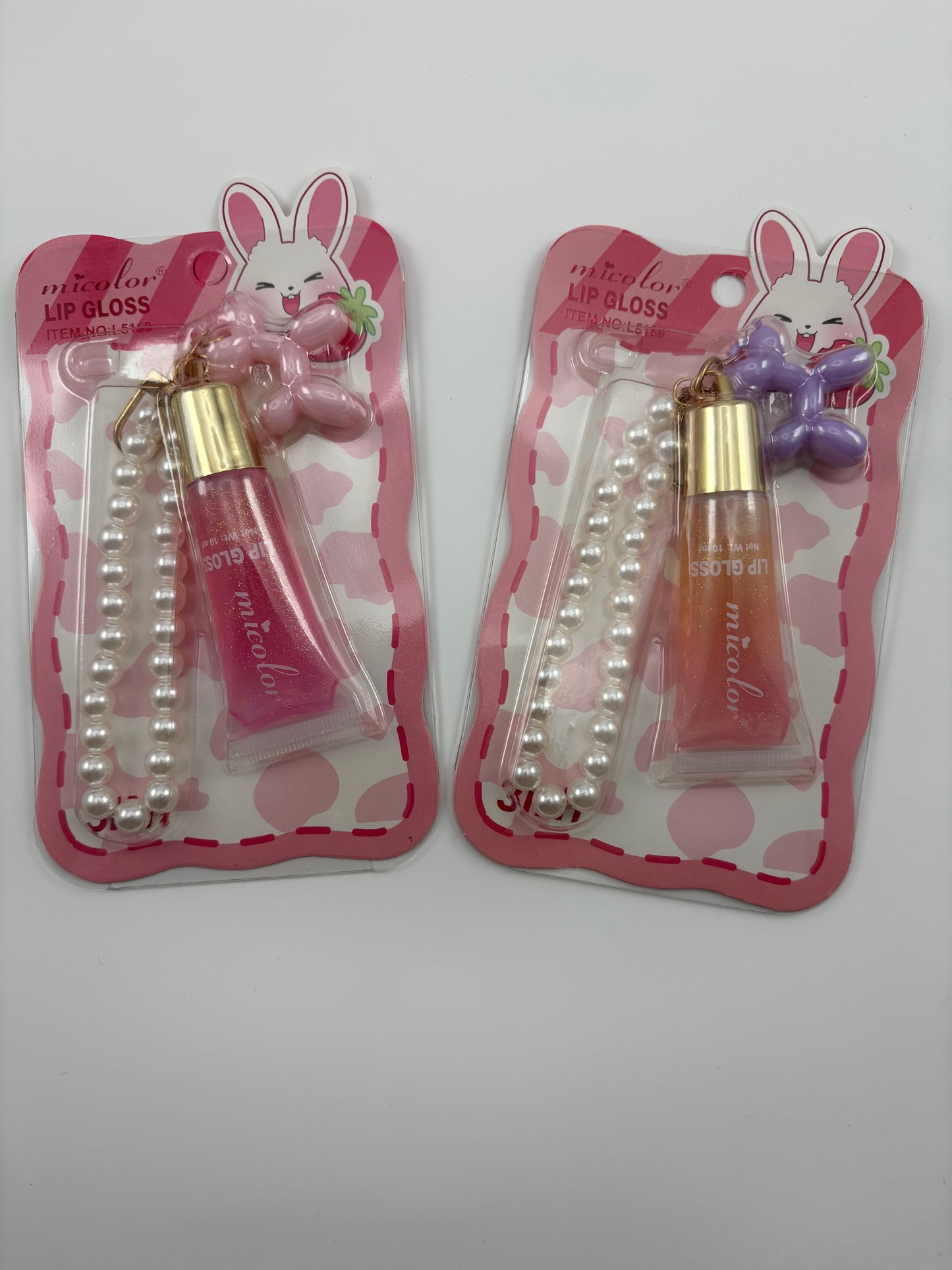 12 pcs Strawberry Rabbit Lip Gloss /Keychain