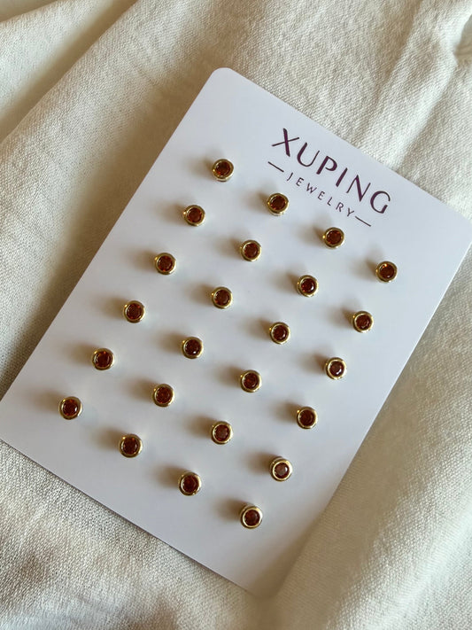 Stud anaranjado mini en Oro Laminado
