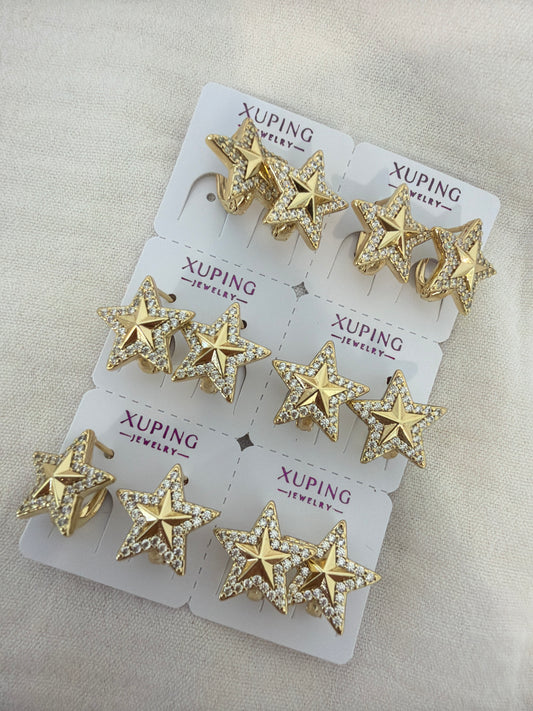 Hoop de estrella en Oro Laminado