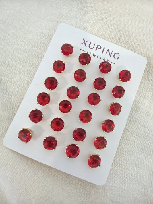 Stud rojo en Oro Laminado