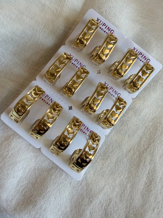 Hoop de corazón en Oro Laminado