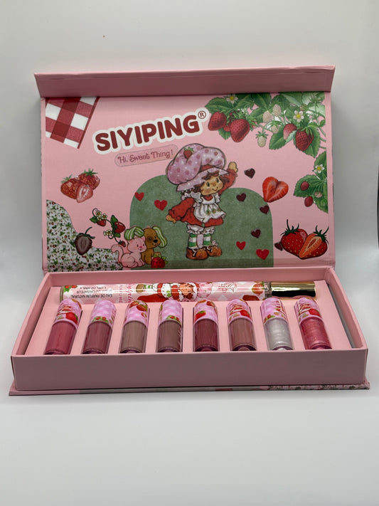 9 pcs Strawberry Lip Gloss & Perfume Set
