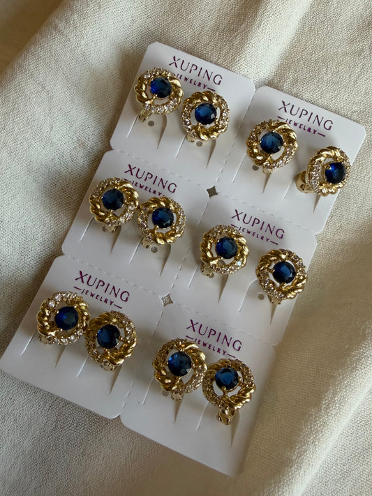 Hoop con azul en Oro Laminado