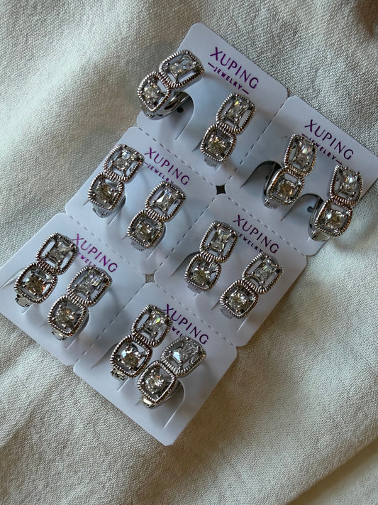 Hoop cuadrado de diamante en Plata
