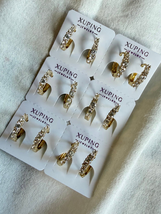 Hoop de diamante en Oro Laminado