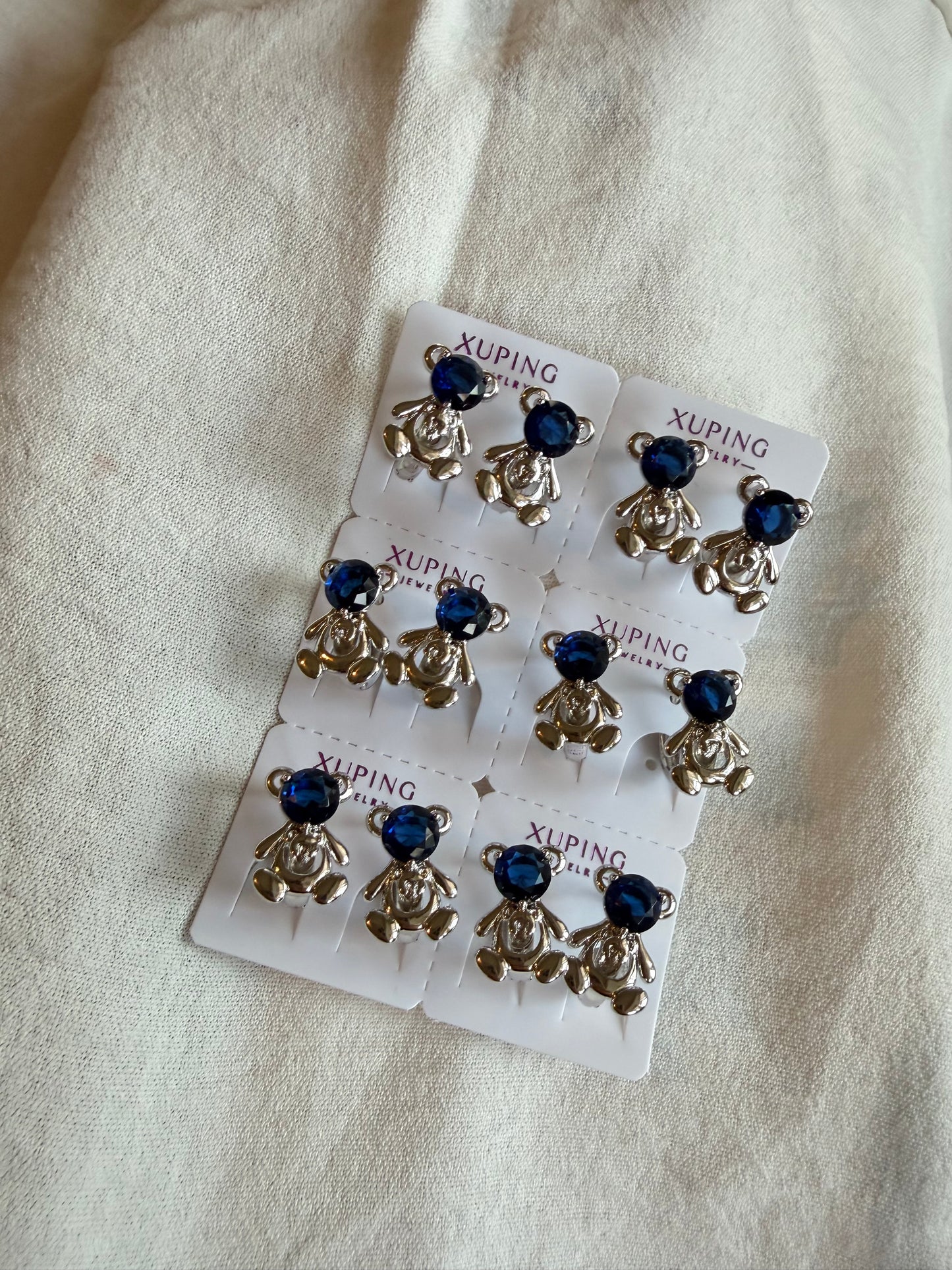 Hoop de osito azul en Plata